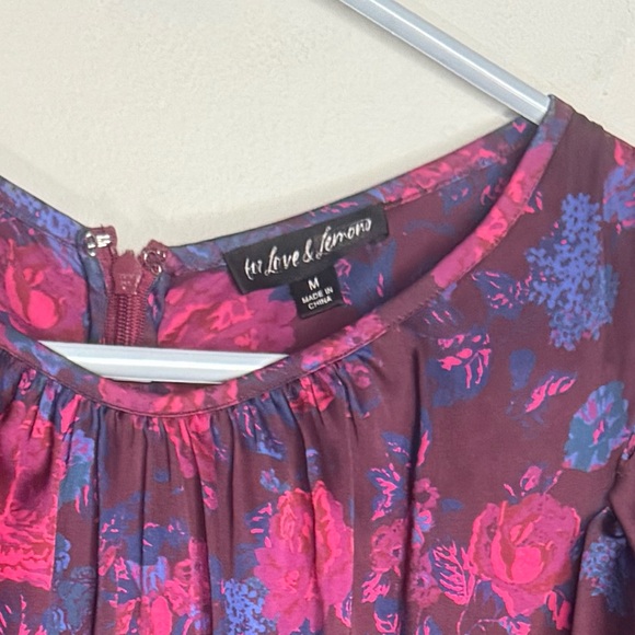 For Love And Lemons Purple Endless Floral Puff Sleeve Bodycon Dress - Picture 7 of 11